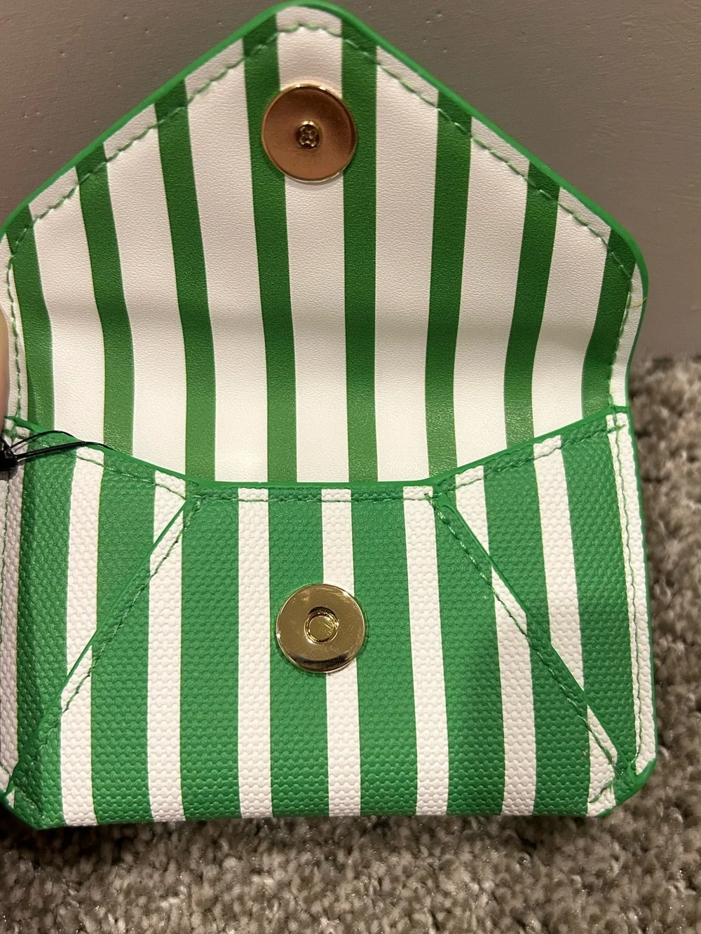 kate spade Green and White Striped Envelope Wallet